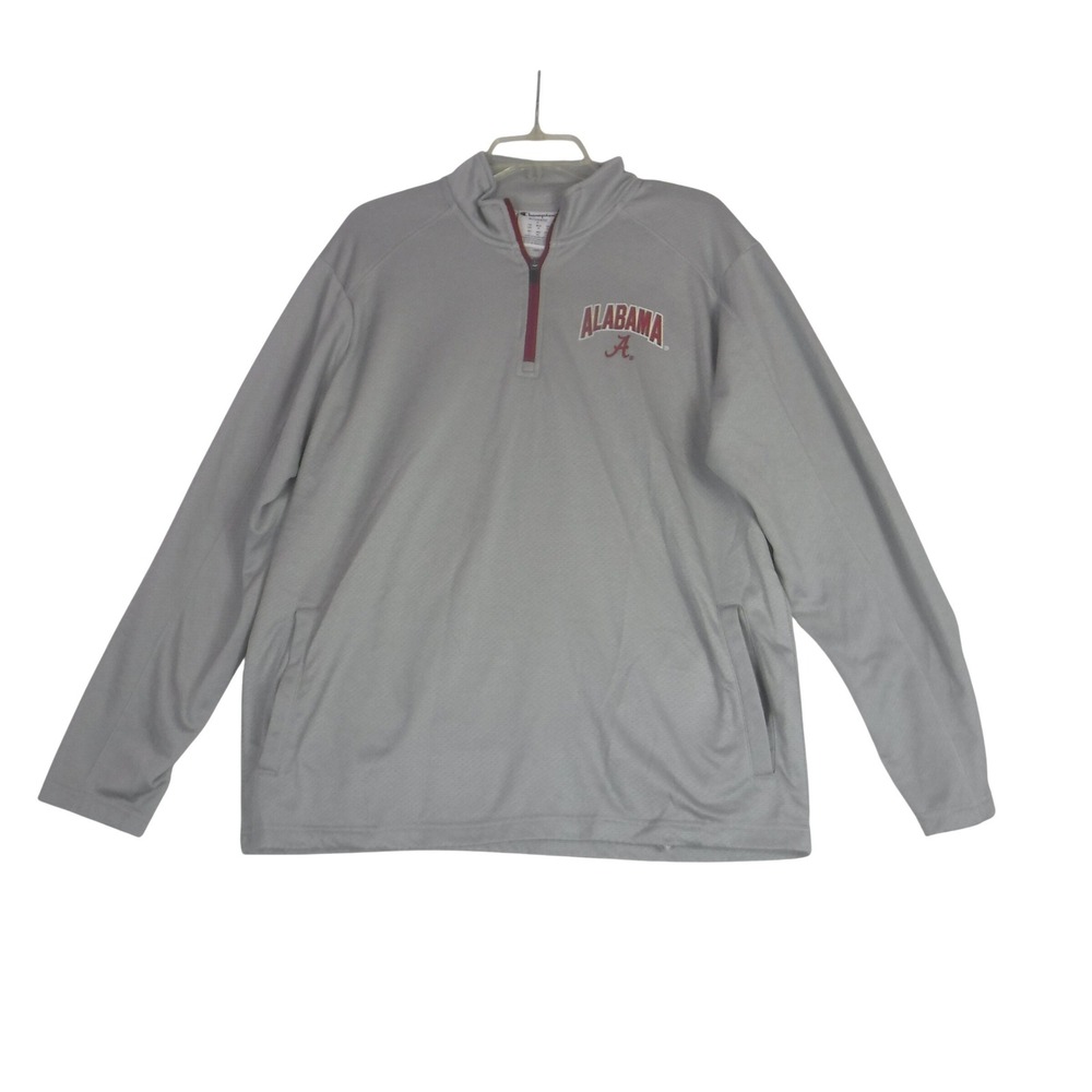 Champion Mens Large Alabama Crimson Tide Pullover 1/4 Zip Athletic Shirt Gray